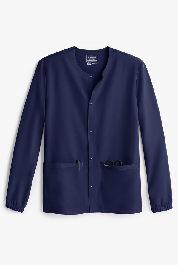 Cherokee Workwear Originals Ultra Unisex 2-Pocket Snap Front Warm Up Scrub Jacket - Navy - 1
