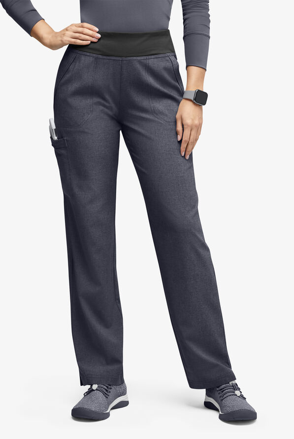Pantalón médico Easy STRETCH tall Sienna estilo yoga con 5 bolsillos para mujer - Charcoal Heather/Black - 1