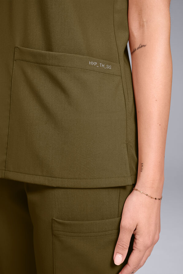 Hypothesis Women's Base 3 Pocket V-Neck Scrub Top - Dark Moss - 4