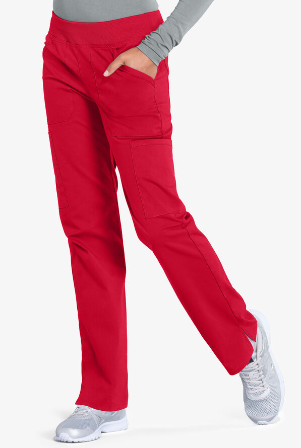 Cherokee Workwear Professionals Women's 6-Pocket STRETCH Pull-On Scrub Pants - Tall - Red - 1