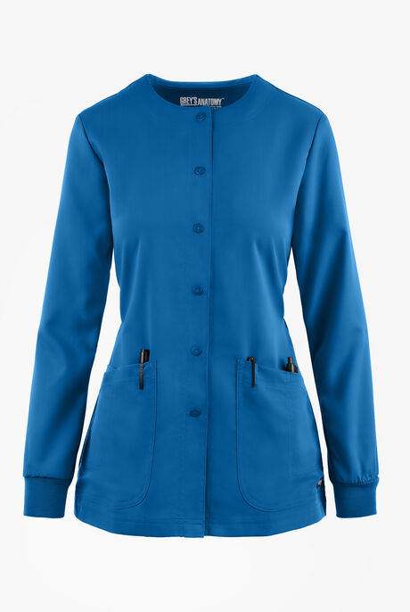 Grey's Anatomy by Barco Women's 4-Pocket Round Neck Warm-Up Scrub Jacket