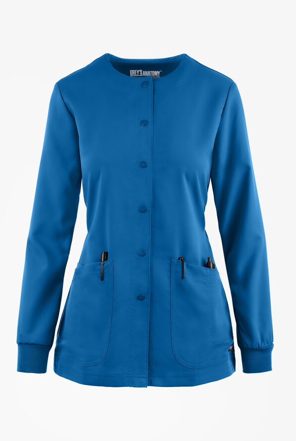 Chaqueta médica abrigada Grey's Anatomy de corte moderno con cuello redondo y 4 bolsillos para mujer - Royal - 1