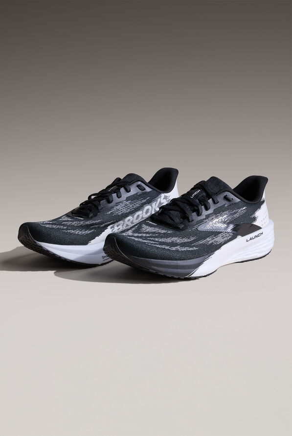 Brooks Men's Launch 11 Black/White Athletic Lace Up Shoes - null - 3