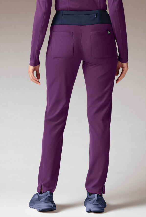Hypothesis Dynama Y-Pant Women’s 7-Pocket Yoga-Inspired Scrub Pant - Eggplant/Navy - 2