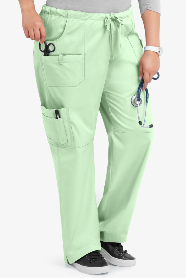Pantal&oacute;n m&eacute;dico Butter-Soft STRETCH Petite con cord&oacute;n y 10 bolsillos para mujer - Soft Mint - 4