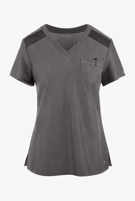 Med Couture Touch Women's 1-Pocket STRETCH Tuck In V-Neck Scrub Top