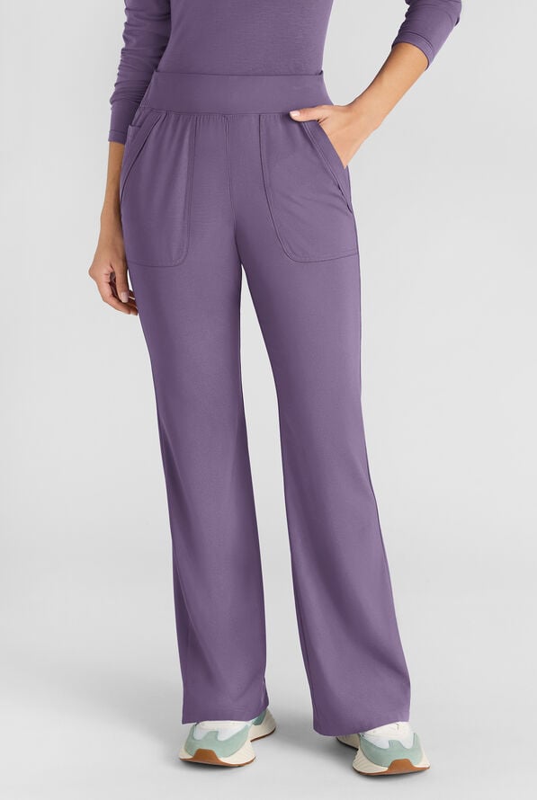 Pantalón médico Easy STRETCH Sydney con piernas acampanadas y 5 bolsillos para mujer - Purple Dusk - 2