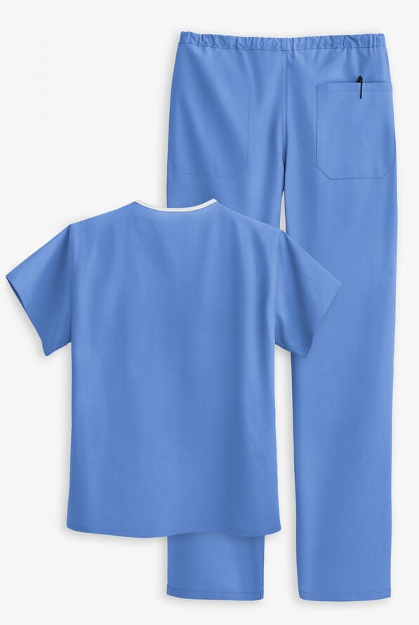 Conjunto de uniforme médico reversible unisex Strictly Scrubs con 4 bolsillos - Ceil Blue - 2