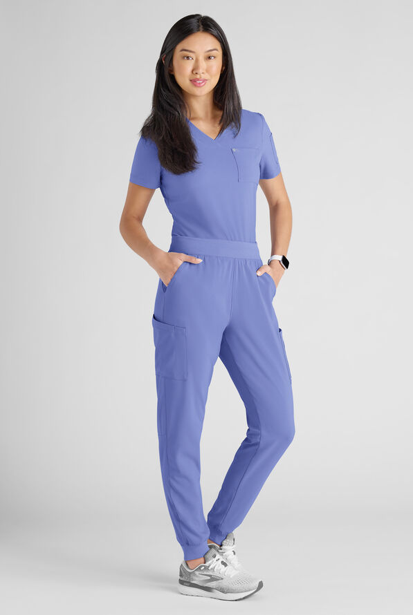 Conjunto de uniforme m&eacute;dico Easy STRETCH con 10 bolsillos para mujer - Ceil Blue - 2