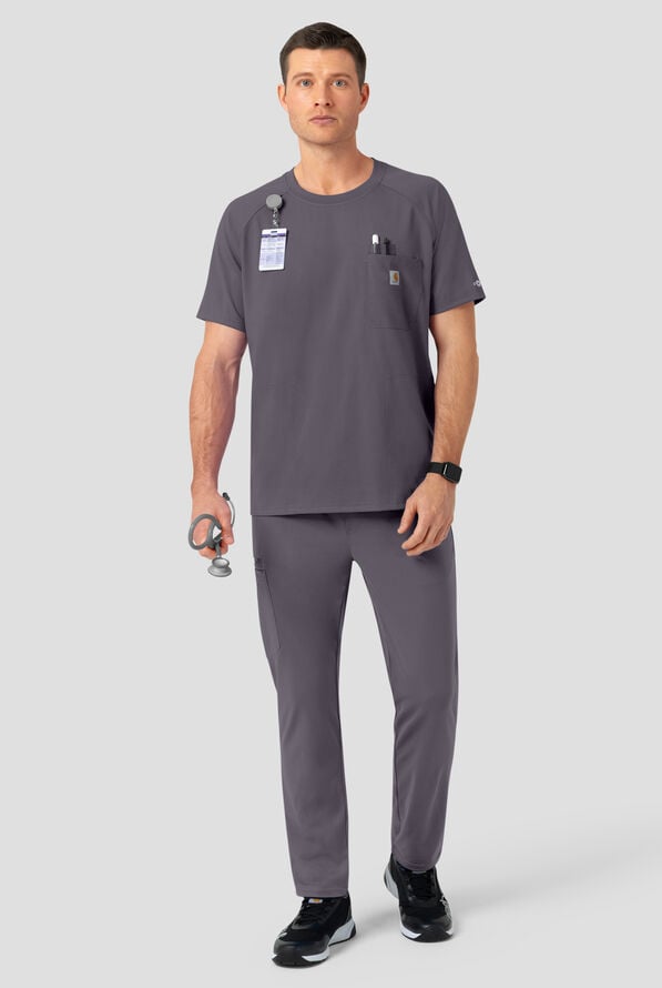 Pantal&oacute;n m&eacute;dico Carhartt Force&reg; Cross-Flex Knits STRETCH estilo cargo con piernas pitillo y 6 bolsillos para hombre - Pewter - 4