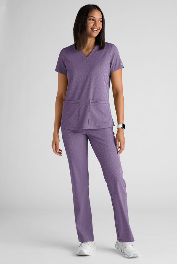 Blusa médica Easy STRETCH Lina con cuello en V y 4 bolsillos para mujer - Purple Dusk - 6