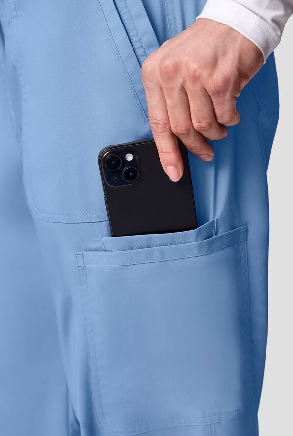 Cherokee Workwear Revolution Men's 12-Pocket STRETCH Drawstring Straight Pants - Ceil Blue - 5