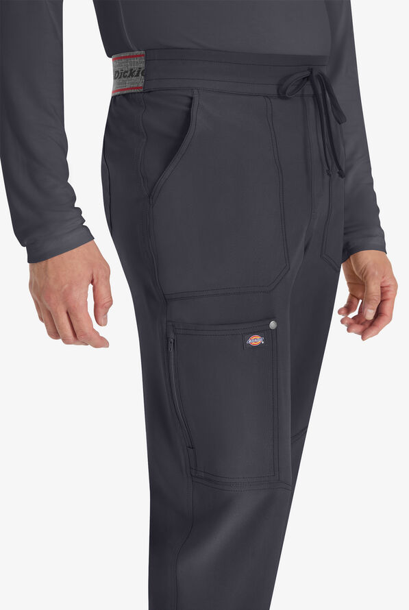 Dickies EDS NXT Men's 6-Pocket STRETCH Elastic Logo Waistband Utilitarian Jogger Scrub Pants - Pewter - 2