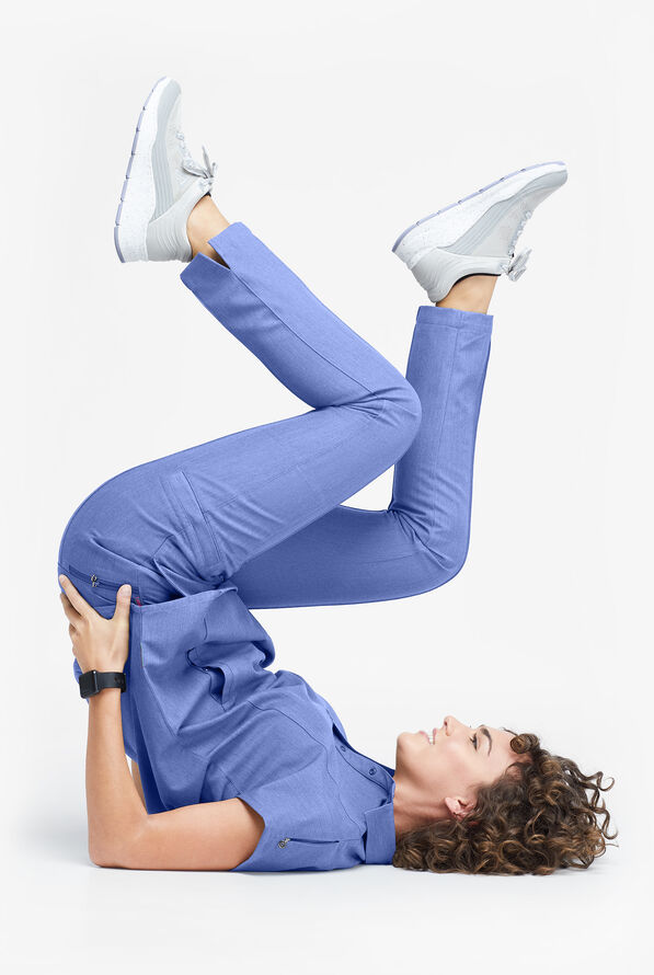 Movement by Butter-Soft Capricorn Women’s 7-Pocket Skinny Pintuck Scrub Pants - Electric Blue Heather - 4