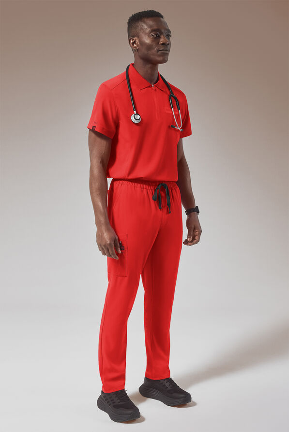 Pantal&oacute;n m&eacute;dico Hypothesis (RED) STRETCH estilo cargo con piernas rectas y 8 bolsillos para hombre - (Red) - 5