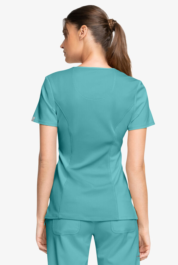 Infinity Women's 3-Pocket STRETCH Round Neck Scrub Top - Turquoise - 4