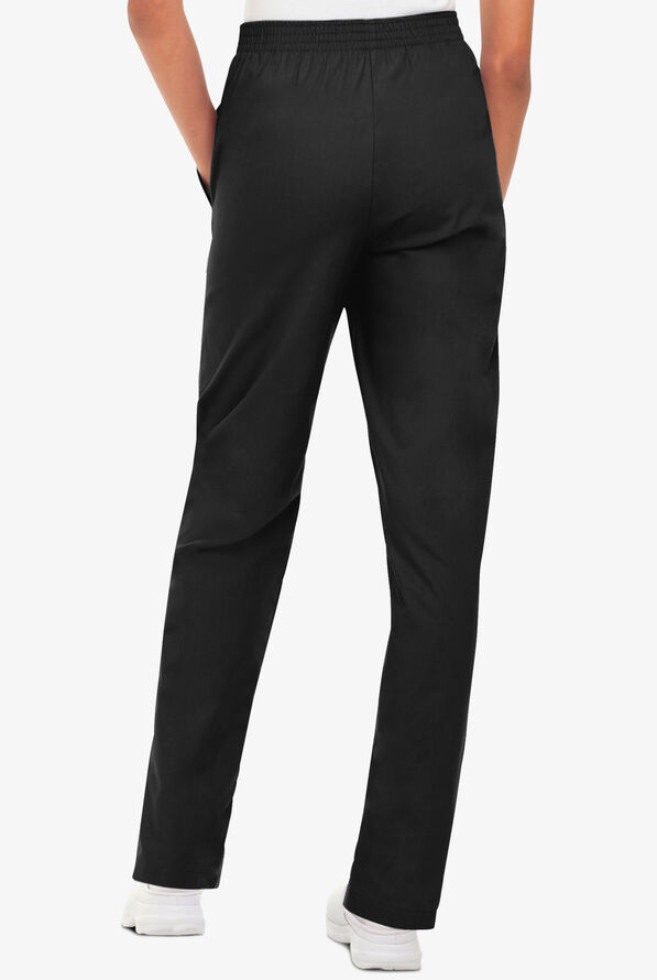 Landau Women's 2-Pocket Elastic Waist Scrub Pants - Black - 2