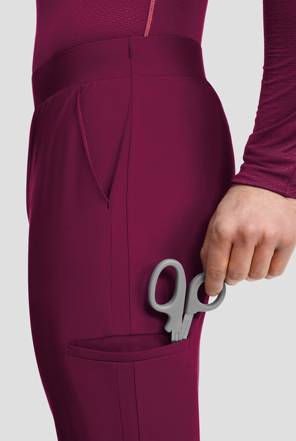 Pantal&oacute;n m&eacute;dico Infinity PURSUIT STRETCH estilo jogger con cord&oacute;n y 5 bolsillos para hombre - Wine - 3