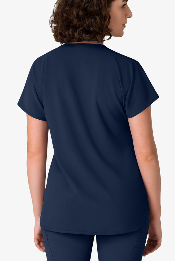 Wink Renew Women's 3-Pocket STRETCH Dolman Notch Sleeve Y-Neck Scrub Top - Navy - 2