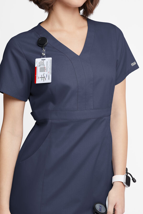 Butter-Soft Originals Women's 4- Pocket V-Neck Empire Waist Dress - Navy - 2