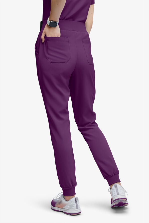 Easy STRETCH Olivia Women's 7-Pocket Slim Leg Jogger Scrub Pants - Tall - Eggplant - 4