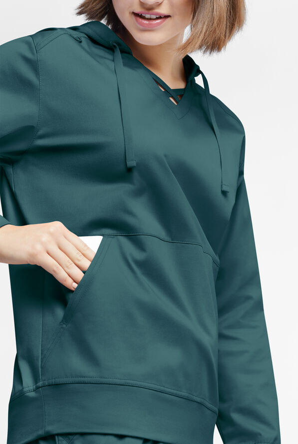 Sudadera m&eacute;dica UA Butter-soft STRETCH con capucha y 4 bolsillos para mujer - Caribbean Blue - 3