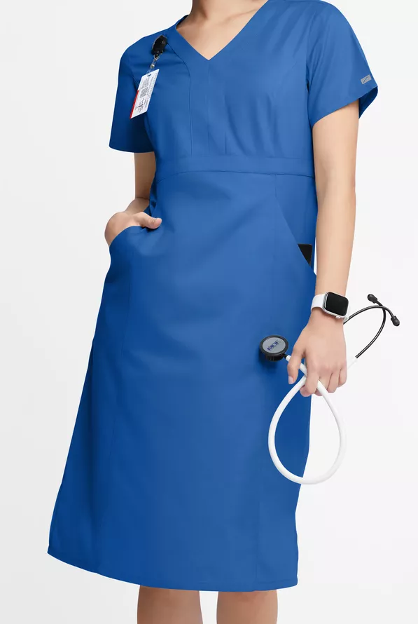 Butter-Soft Originals Women's 4- Pocket V-Neck Empire Waist Dress - Size M - Royal Butter-Soft Originals Women's 4- Pocket V-Neck Empire Waist Dress - Size M - Royal