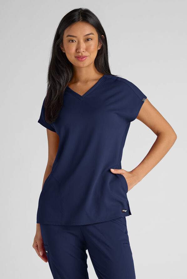 Blusa médica Grey's Anatomy by Barco Emerge Brylyn STRETCH con mangas dolmán y 2 bolsillos para mujer - Indigo - 1