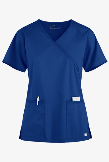 Butter-Soft Core Raglan Women's 2-Pocket Mock Wrap Scrub Top