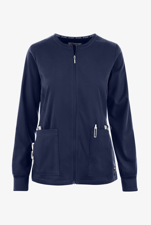 Chaqueta médica Grey's Anatomy Spandex STRETCH Gianna con cremallera y 5 bolsillos para mujer - Indigo - 1
