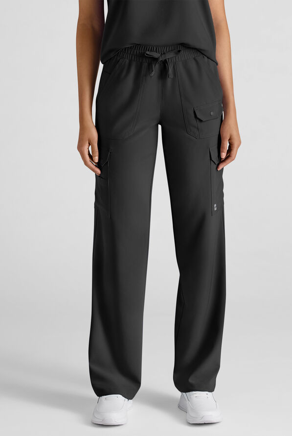Easy STRETCH Ayo Women's 10-Pocket Cargo Scrub Pants - Petite - Onyx Black - 1