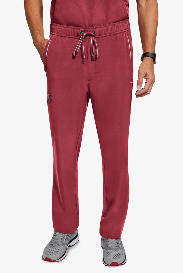 Healing Hands 360 Noah Men's 7-Pocket STRETCH Elastic Waistband Drawstring Pants - Garnet Red - 1