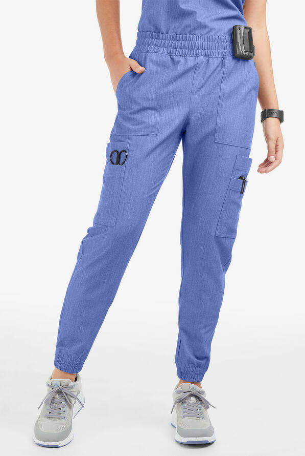 Movement by Butter-Soft Cephei Women's 11-Pocket Jogger Scrub Pants - Electric Blue Heather - 1