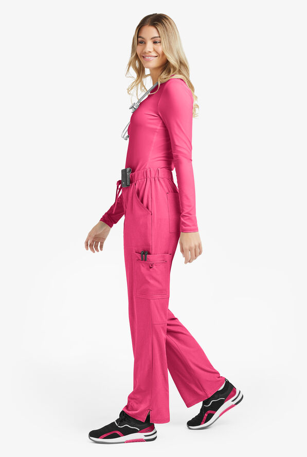 koi Basics Holly Women's 8-Pocket STRETCH Cargo Scrub Pants - Heather Pink Lemonade - 4