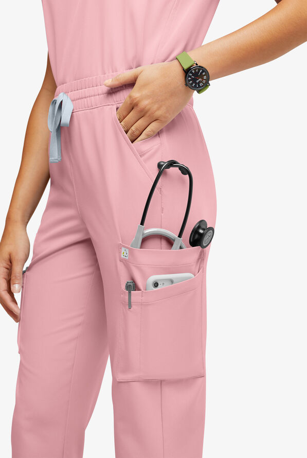 Pantalón médico ReSurge Topaz con cordón ajustable y 11 bolsillos para mujer - Primrose Pink - 2