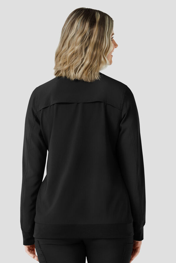 Carhartt Force Cross-Flex Rugged Flex Women's 6-Pocket Rib Trim Lightweight Zip Bomber Scrub Jacket - Black - 2