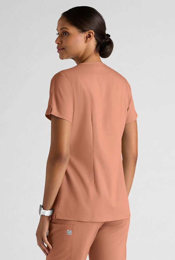Butter-Soft STRETCH Women's 6-Pocket V-Neck Scrub Top - Terracotta - 2