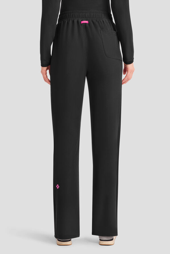 Med Couture Amp Women's 4-Pocket STRETCH Straight Leg Rib-Knit Cargo Scrub Pant - Black - 4