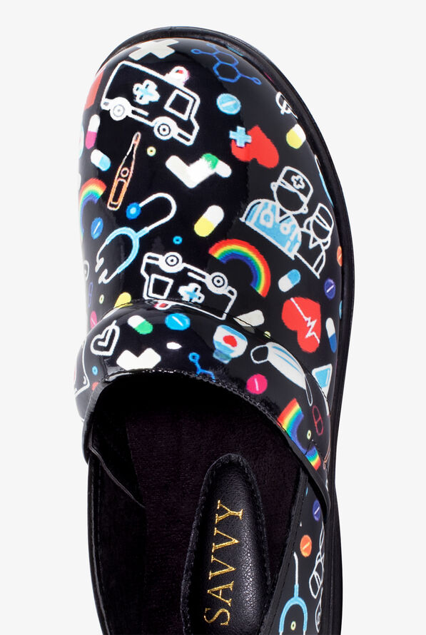 Savvy Women's Brandy Nurse Print Nursing Clogs - null - 2