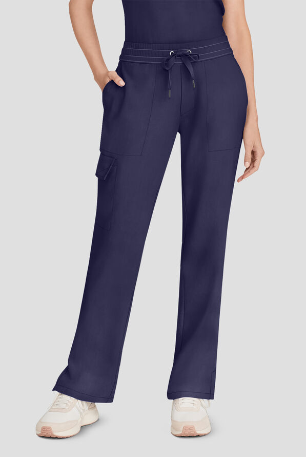 Healing Hands Quest Women's 4-Pocket STRETCH Straight Leg Drawstring Cargo Scrub Pant - Navy - 1