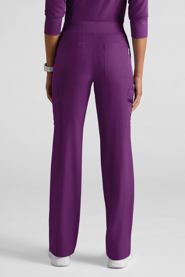 WhisperLite YARA Women's 10-Pocket STRETCH Cargo Straight Leg Scrub Pants - Eggplant - 2