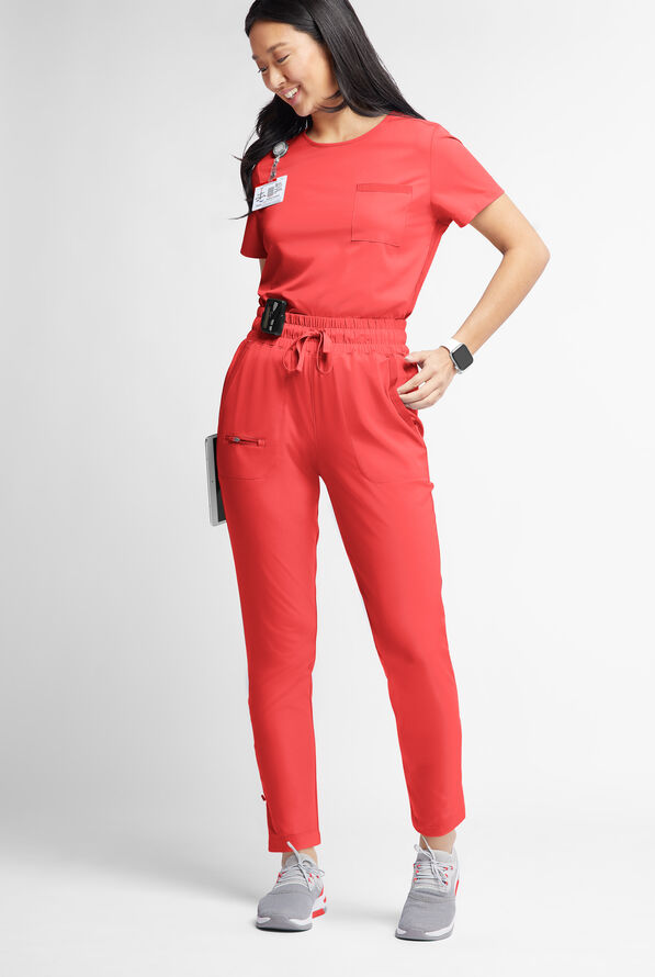 WhisperLite ISLA Women's 5-Pocket Tapered Scrub Pants - Radiant Red - 2