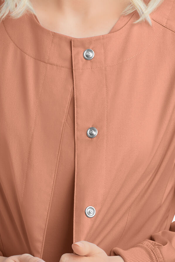 Butter-Soft STRETCH Women's 2-Pocket Long Sleeve Snap Front Scrub Jacket - Terracotta - 3