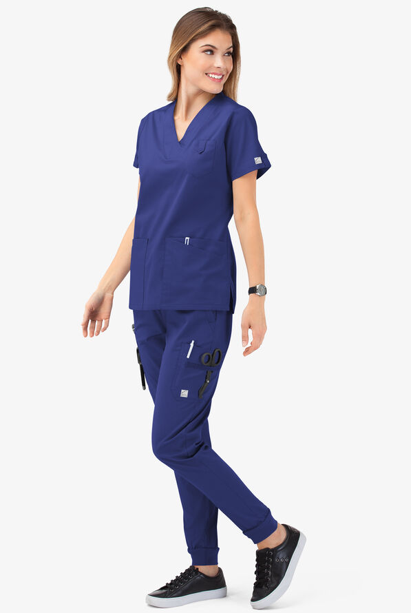 Butter-Soft STRETCH Women's 6-Pocket V-Neck Scrub Top - Galaxy - 7
