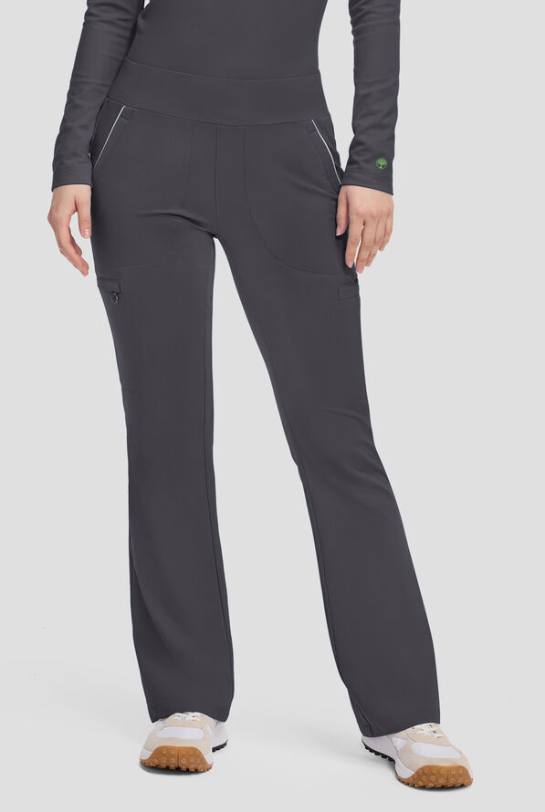 Healing Hands 360 Joelle Women's 6-Pocket STRETCH High Waist Flare Leg Scrub Pants - Petite - Pewter - 1