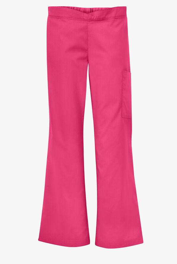 Butter-Soft Core Women's 4-Pocket Front Crossover Waistband Scrub Pants - Tall - Fuchsia - 4