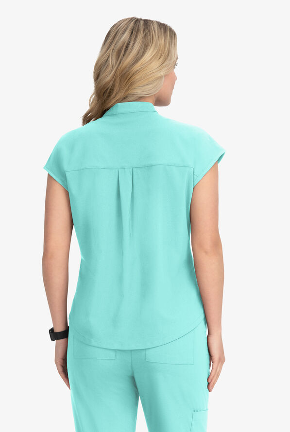 koi Basics Ari Women's 1-Pocket STRETCH Dolman Sleeve Mandarin Collar Scrub Top - Fresh Mint - 3