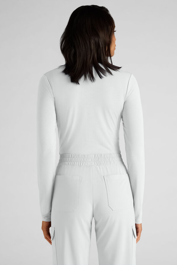 Easy STRETCH Cate Women's Long Sleeve Knit Underscrub - White - 4