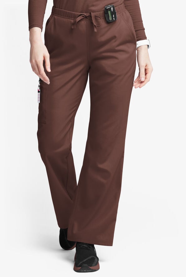 Butter-Soft Originals Women's 6-Pocket Mid Rise Flare Leg Scrub Pants - French Roast - 1