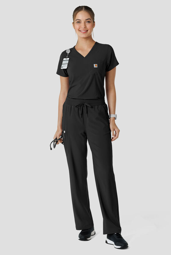 Pantal&oacute;n m&eacute;dico Carhartt Cross-Flex Force STRETCH de corte acampanado estilo cargo con cord&oacute;n convertible y 6 bolsillos para mujer - Black - 5